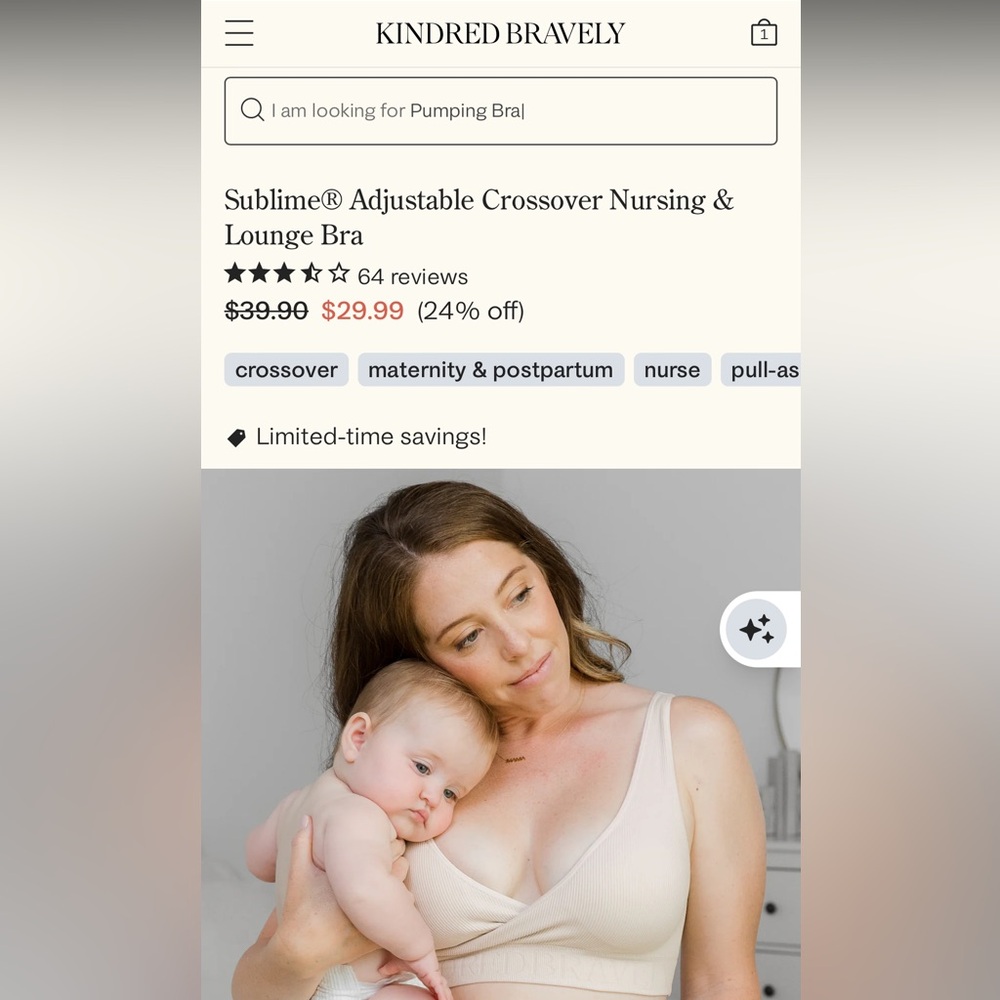 Kindred Bravely Sublime Crossover Nursing Bra - Cream
